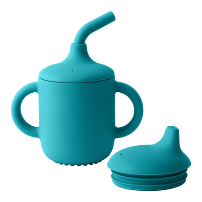 PeakPicks™ 2-in-1 Silicone Baby Cup – Spill-Proof Straw & Snack Lid for Happy Little Sippers