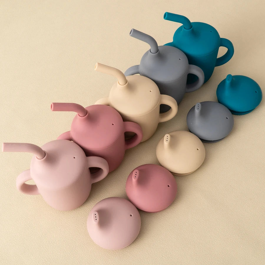 PeakPicks™ 2-in-1 Silicone Baby Cup – Spill-Proof Straw & Snack Lid for Happy Little Sippers